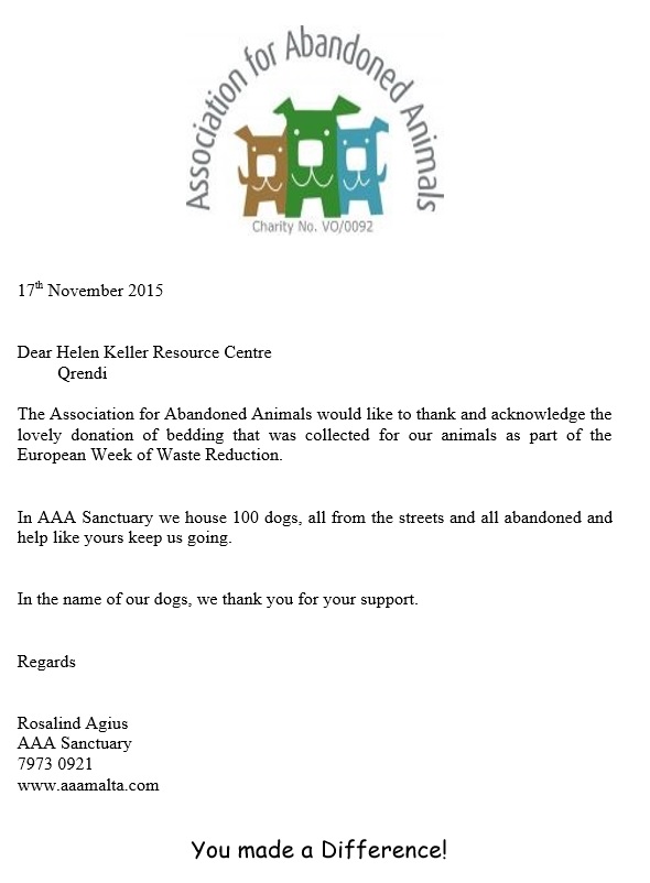 A thank you letter from AAA